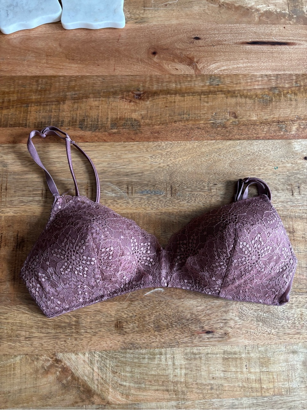 Victoria's Secret “Date” Mauve Lace Wireless Bra